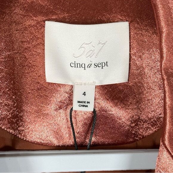 Cinq à Sept 'Karis' Metallic copper Hammered-Satin Blazer Jacket size 4 small - Picture 5 of 9